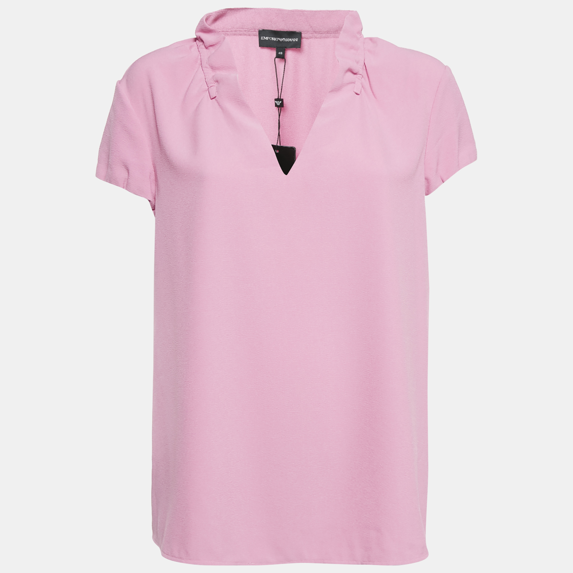 

Emporio Armani Pink Stretch Crepe Short Sleeve Top L