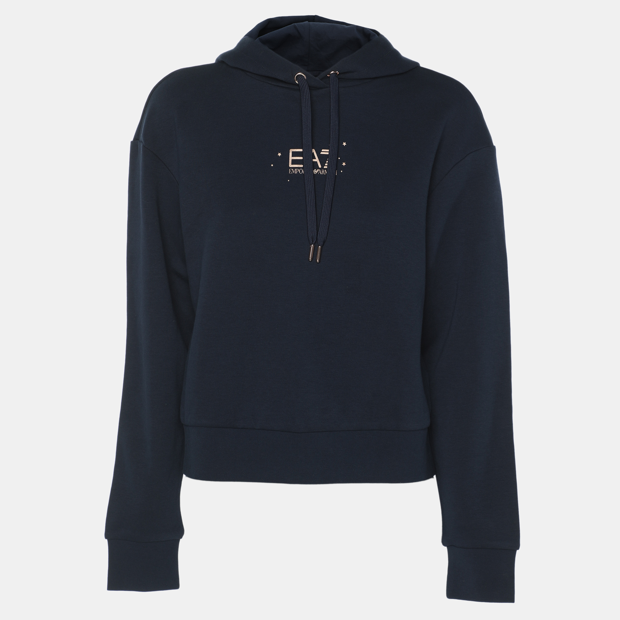 

Emporio Armani Navy Blue Jersey Logo Print Hoodie S