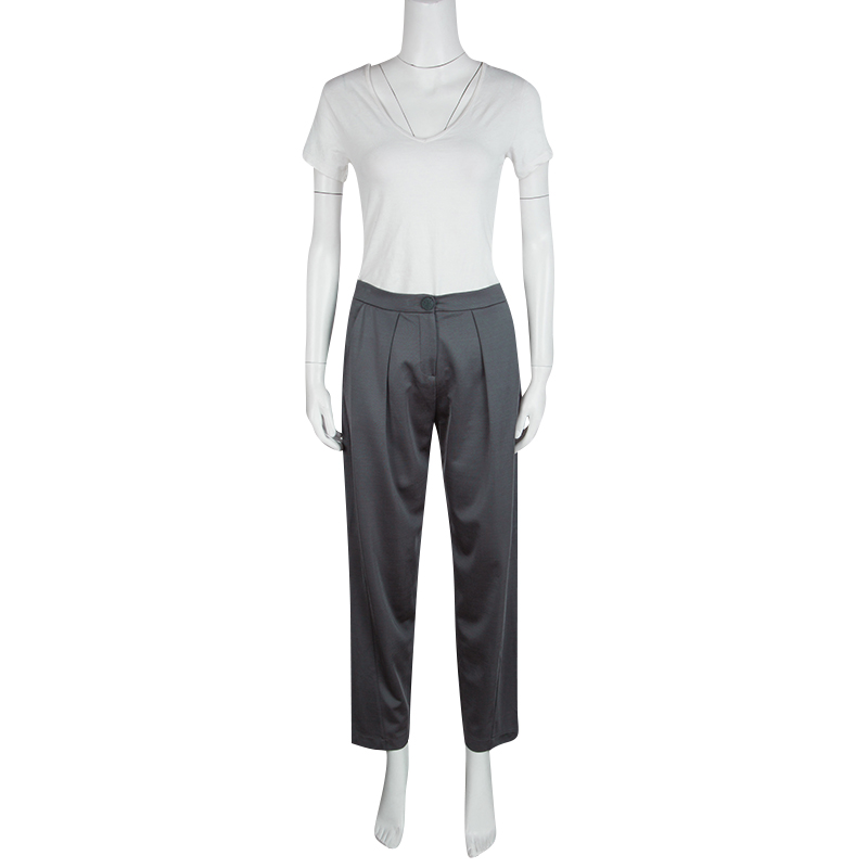 

Emporio Armani Grey Jersey High Waist Trousers