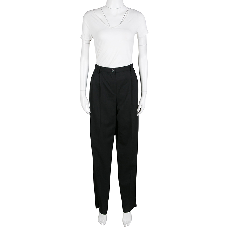 

Emporio Armani Black Wool Tailored High Waist Formal Trousers