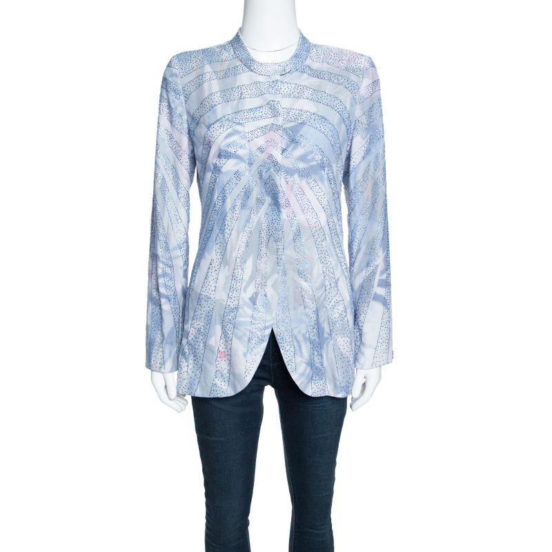 Pre Owned Emporio Armani Elite Multicolor Crystal Embellished Mandarin Collar Jacket M