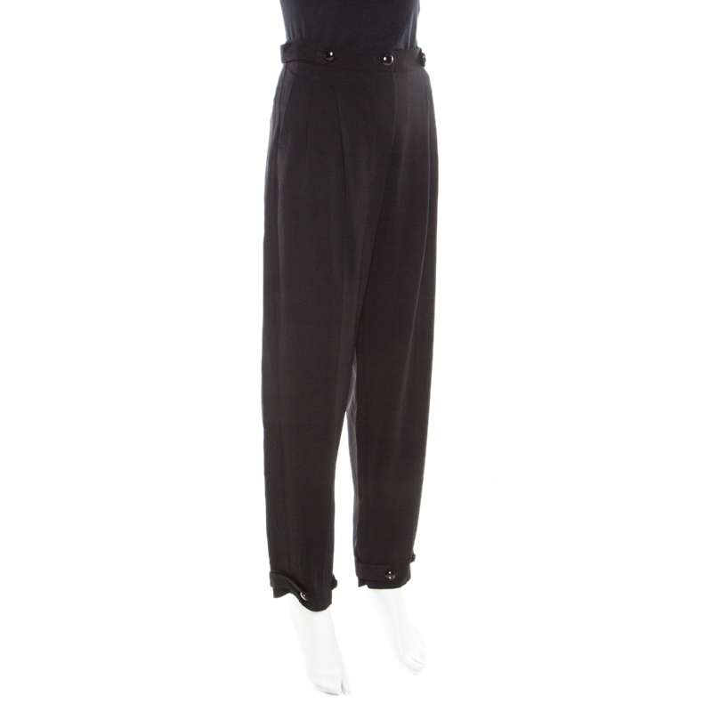 

Emporio Armani Black Double Pence Button Detail High Waist Trousers