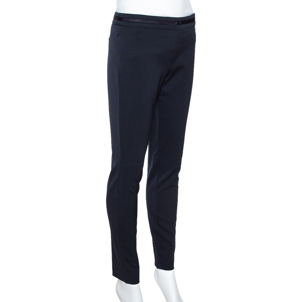 

Emporio Armani Navy Blue Stretch Wool Tailored Pants