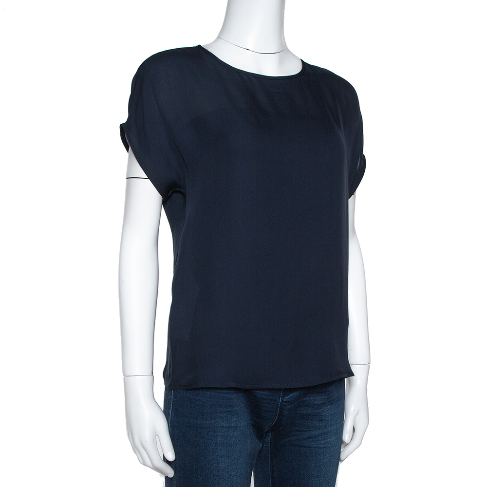 

Emporio Armani Navy Blue Silk Blouse