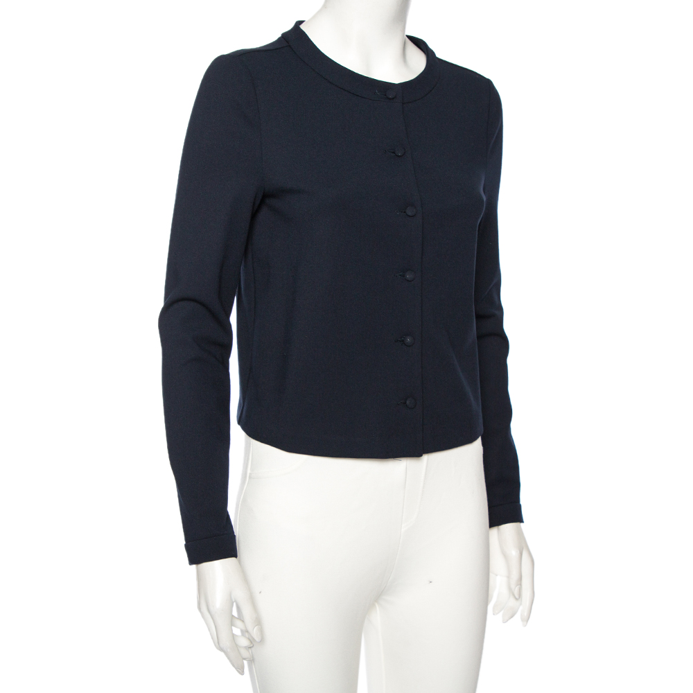 

Emporio Armani Navy Blue Jersey Button Front Cardigan