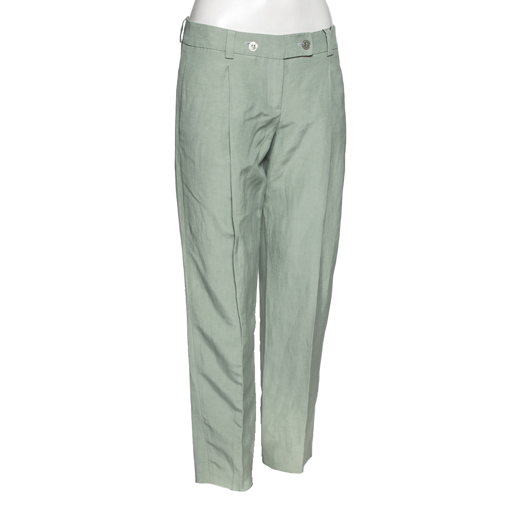 

Emporio Armani Light Green Linen & Silk Trousers