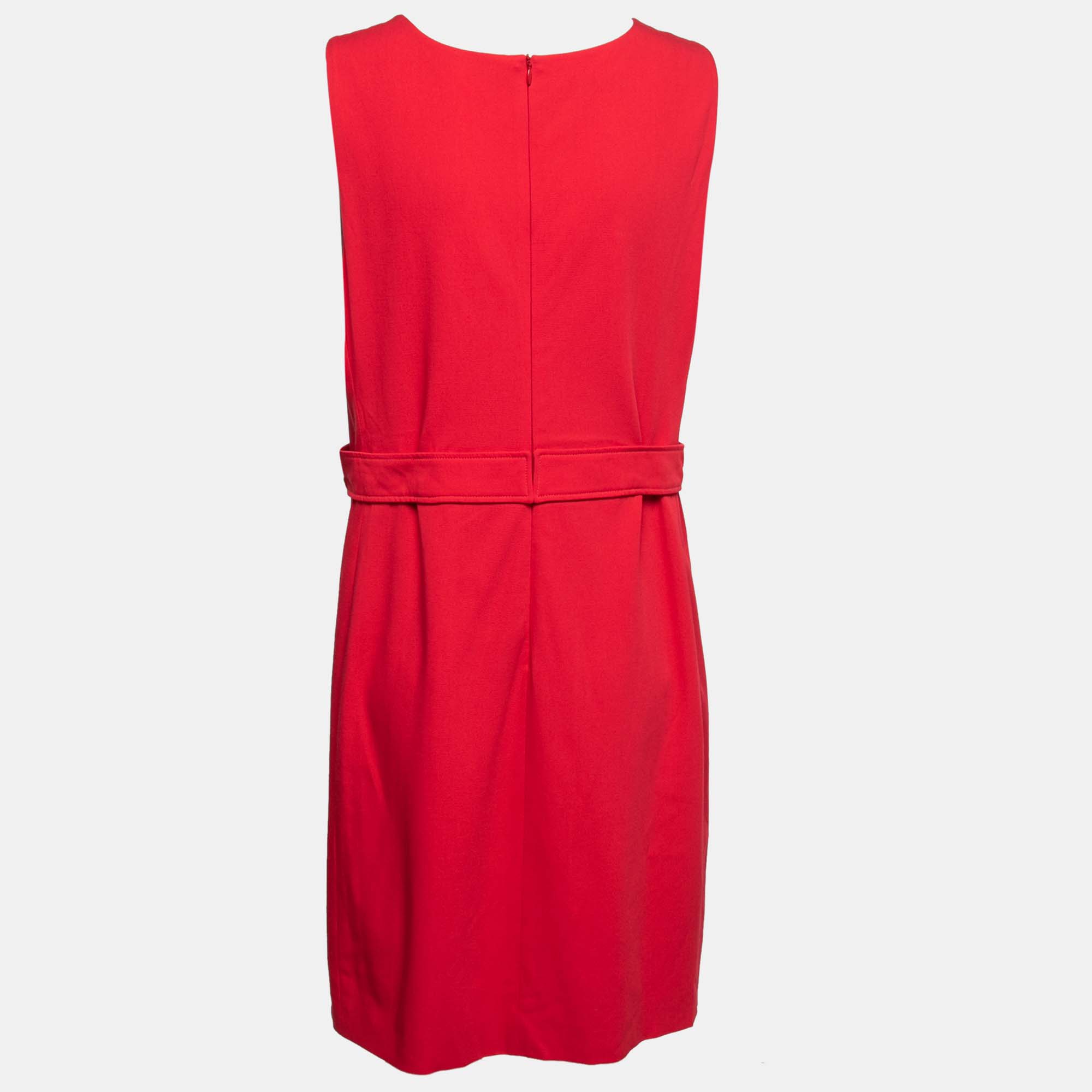 

Emporio Armani Red Crepe Sleeveless Shift Dress