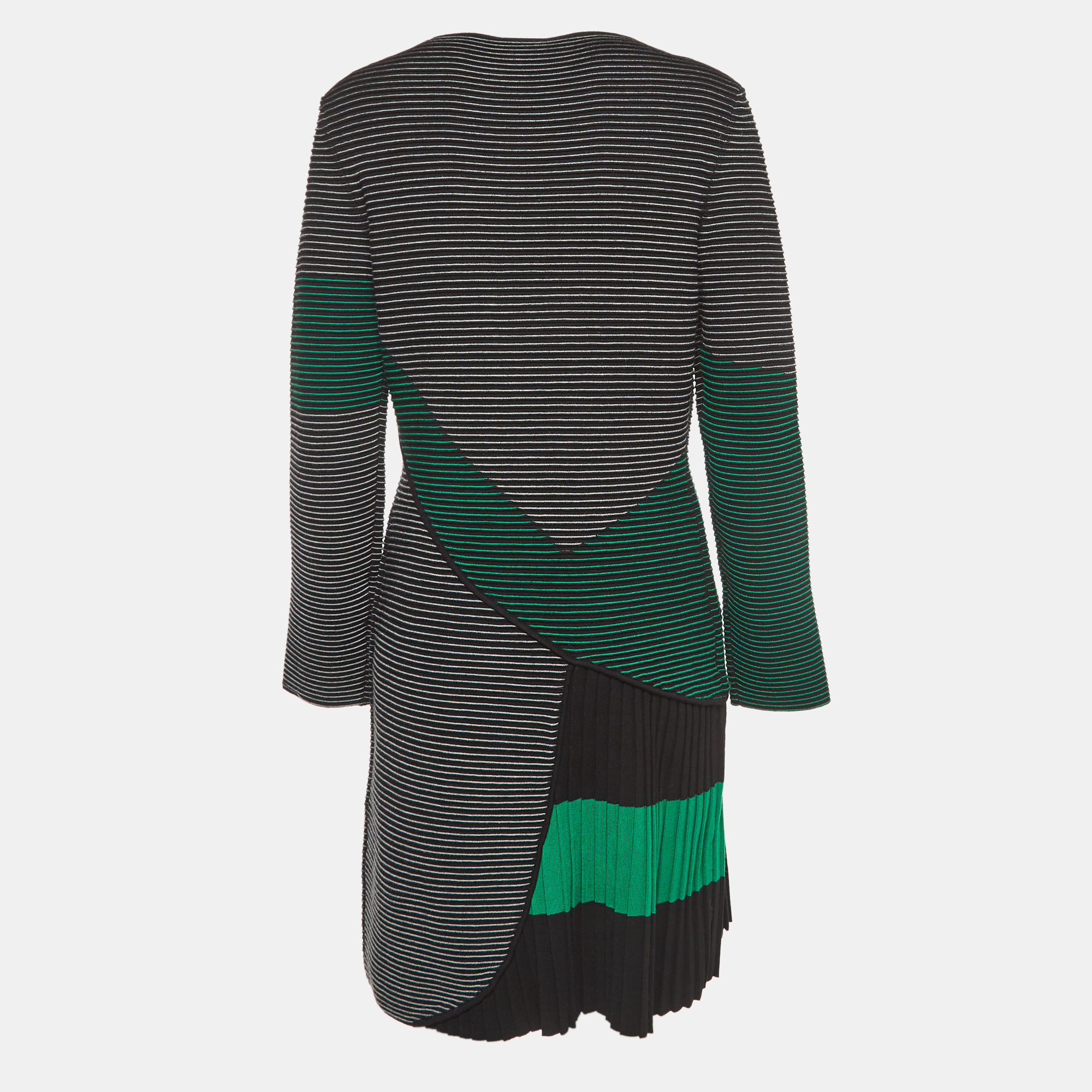 

Emporio Armani Black Striped Knit Pleat Detail Short Dress