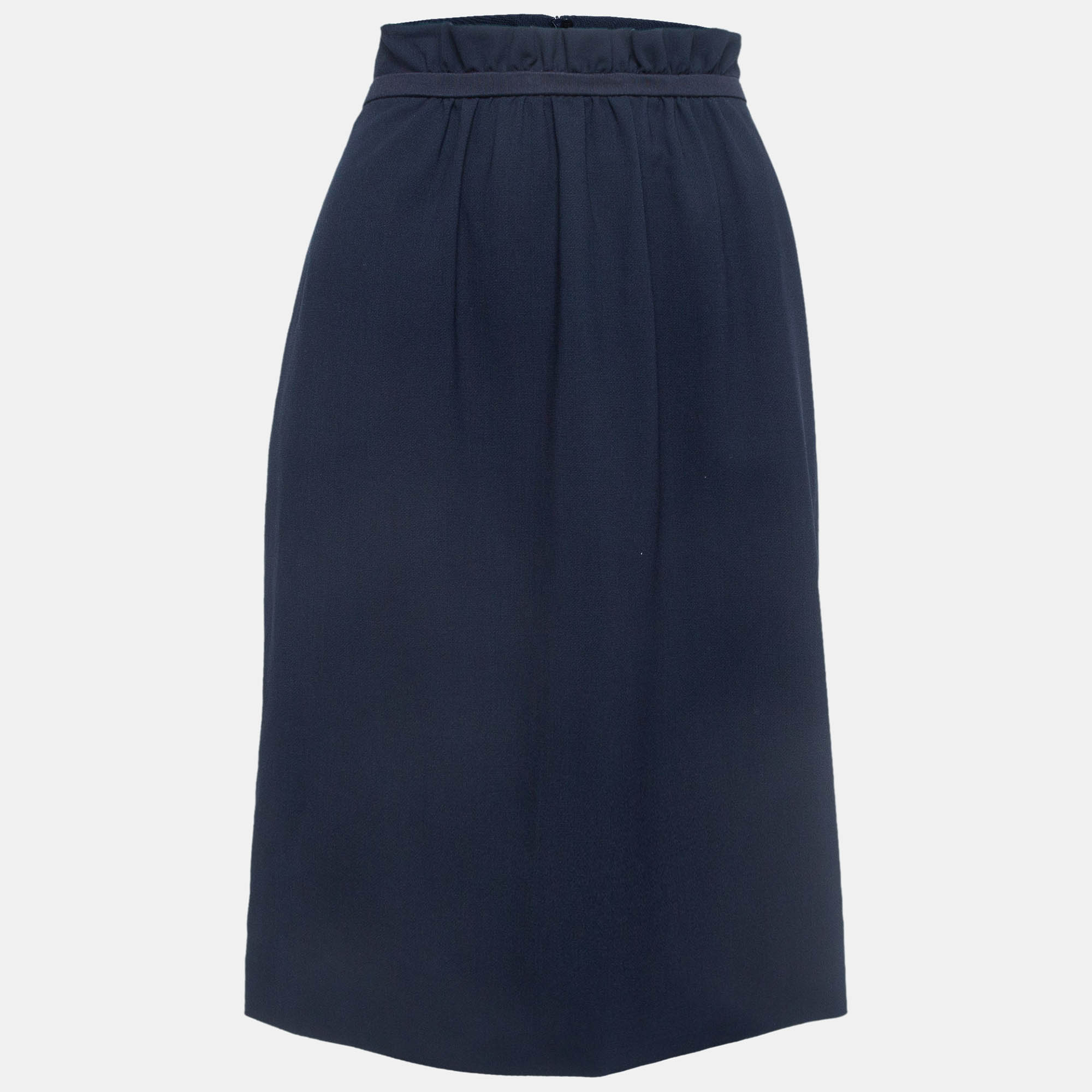

Emporio Armani Navy Blue Wool Gathered Pencil Skirt