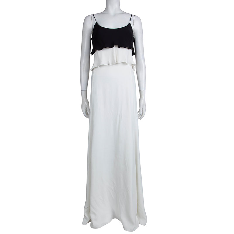 

Emporio Armani Elite Monochrome Overlay Flared Gown, White