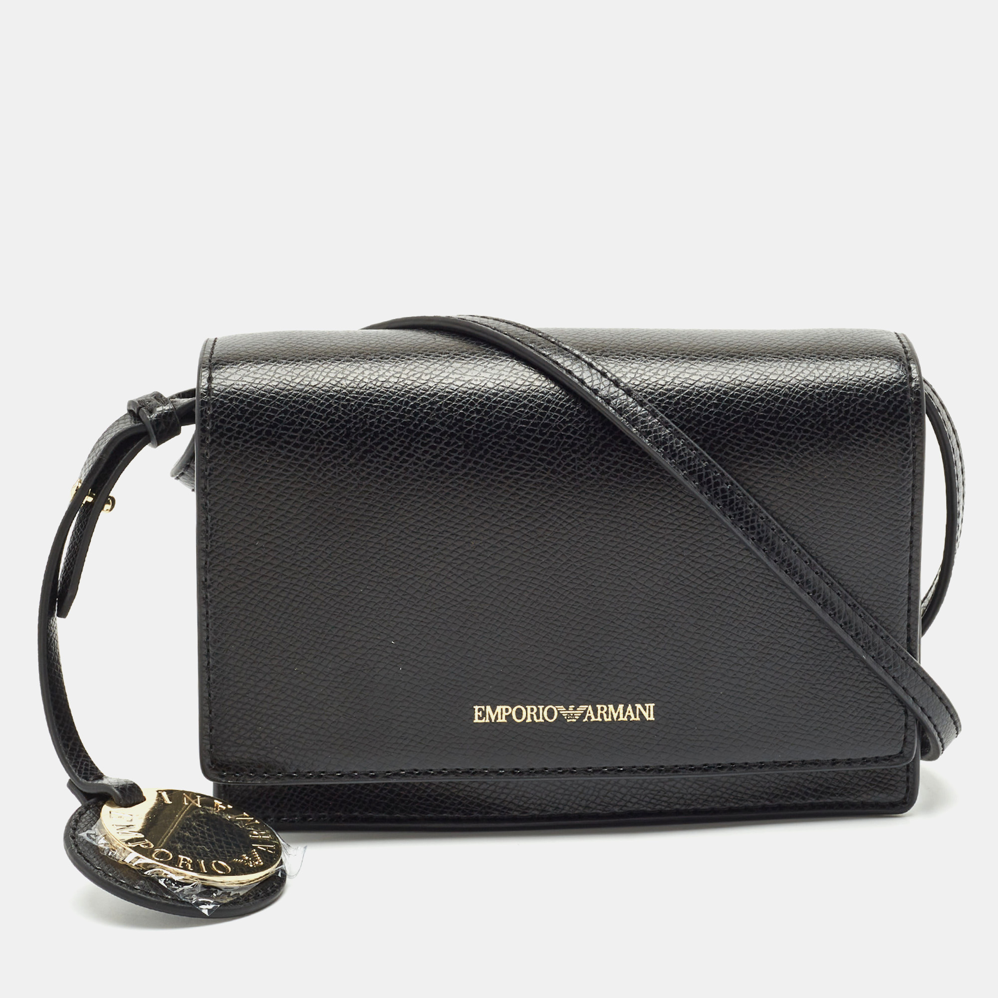 

Emporio Armani Black Leather Mini Crossbody Bag