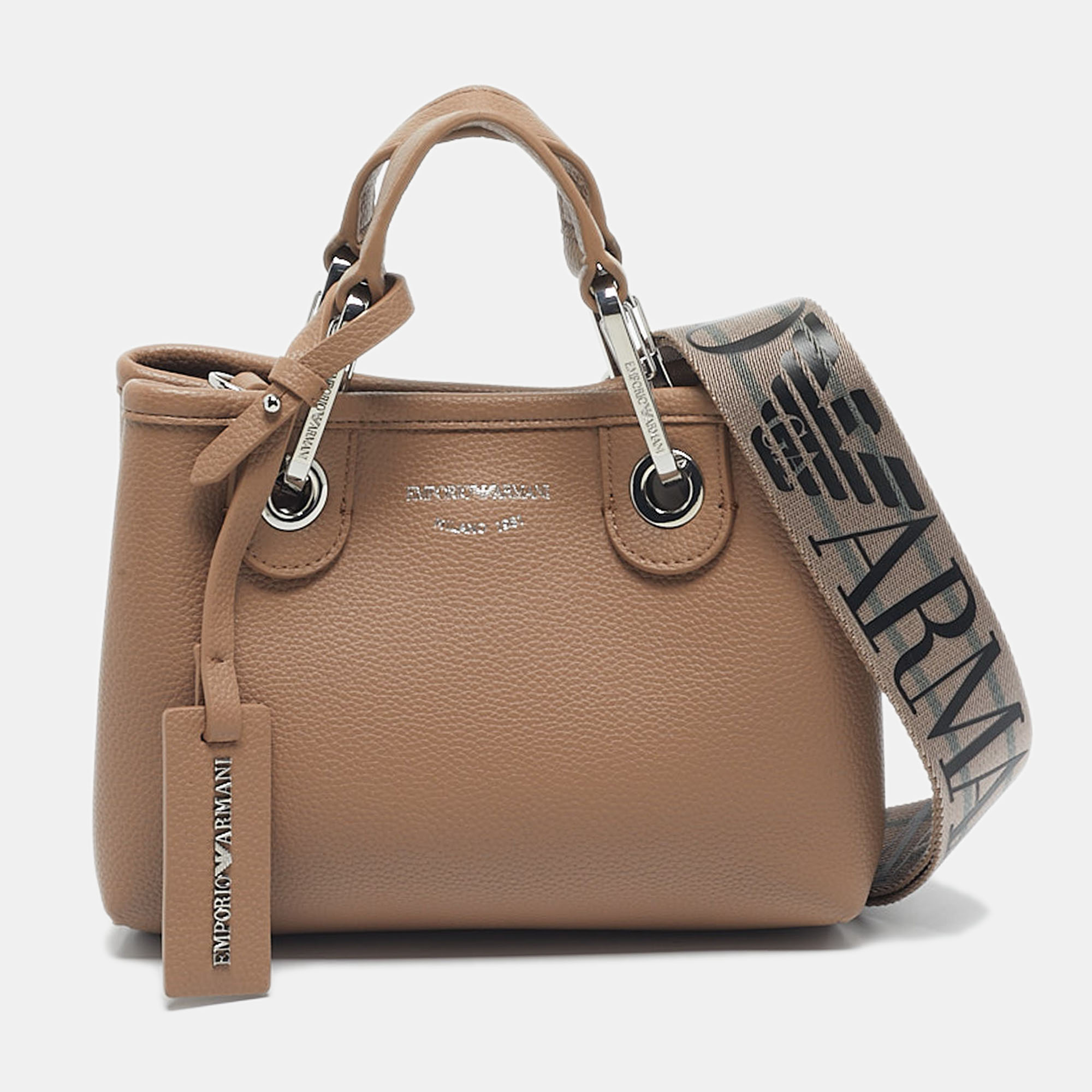 

Emporio Armani Beige Faux Leather Mini MyEA Shopper Tote