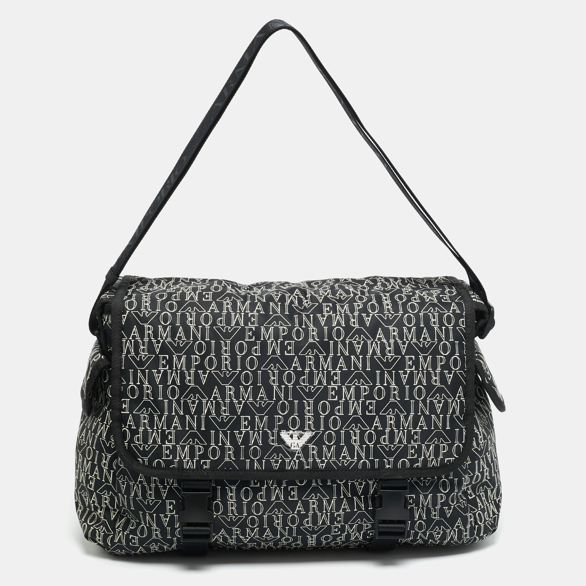 

Emporio Armani Black/White Nylon Logo Baby Changing Bag