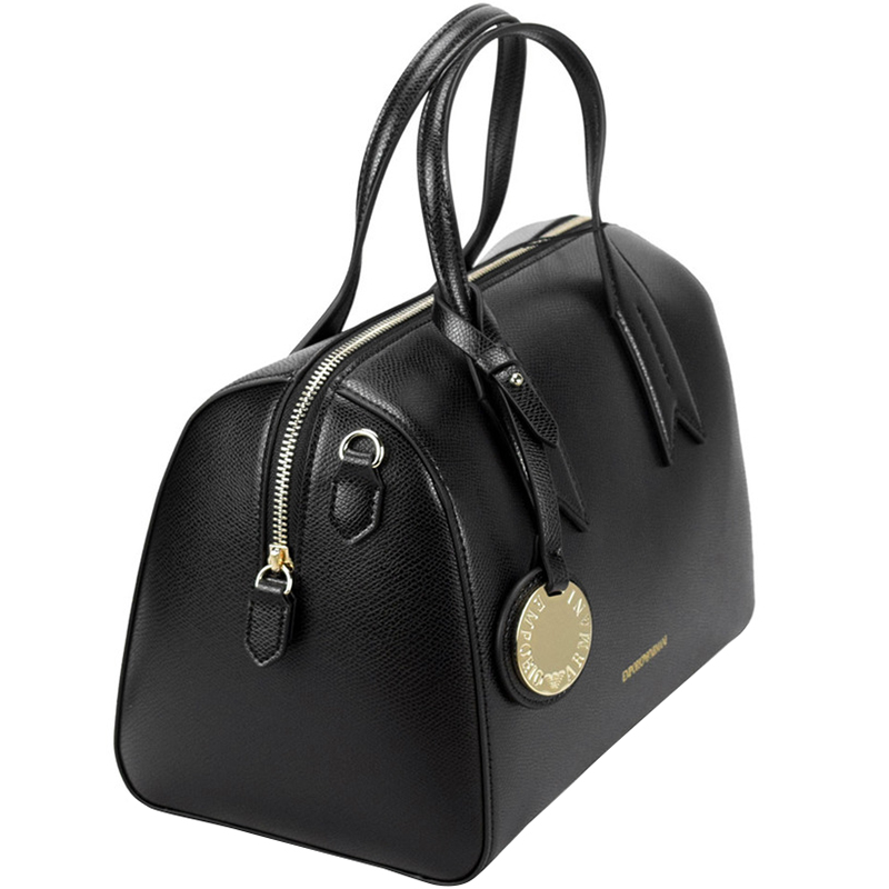 Emporio Armani Black Leather Bowling Satchel Bag Emporio Armani | TLC