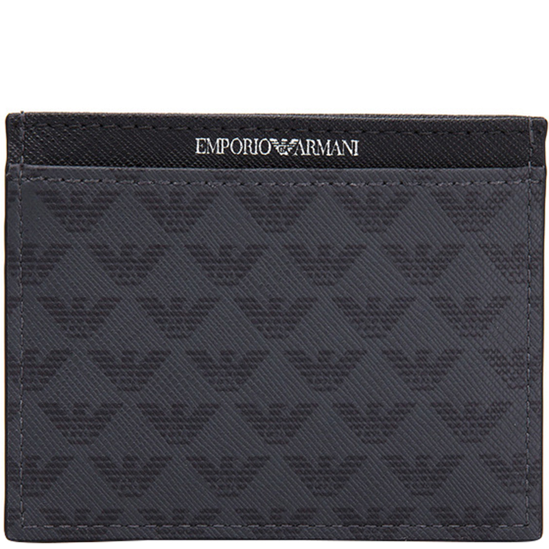 Pre Owned Emporio Armani Two Tone Leather Card Holder