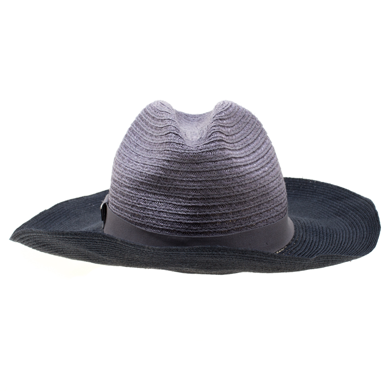 

Emporio Armani Grey Ombre Fedora Straw Hat Size