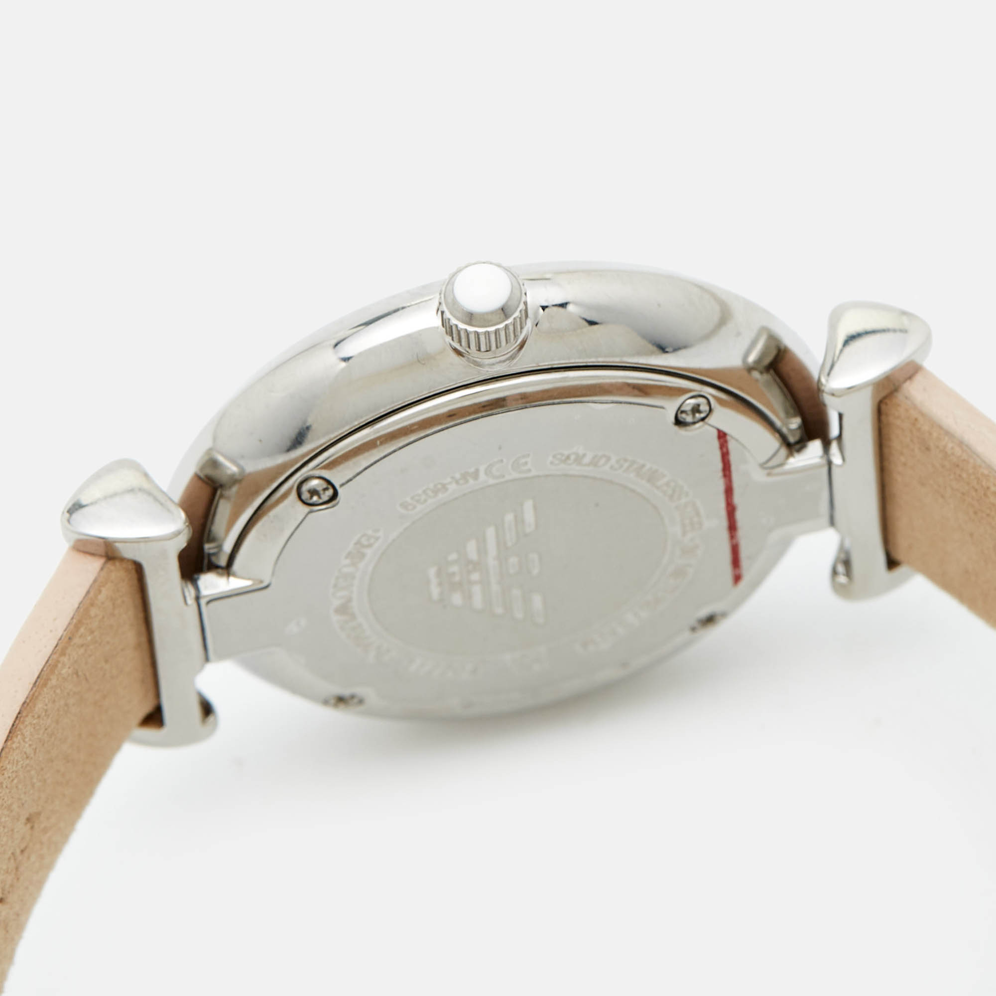 Emporio Armani Mother of Pearl Stainless Steel Leather AR8039 Women`s Wristwatch and Bracelet Set 32 mm 