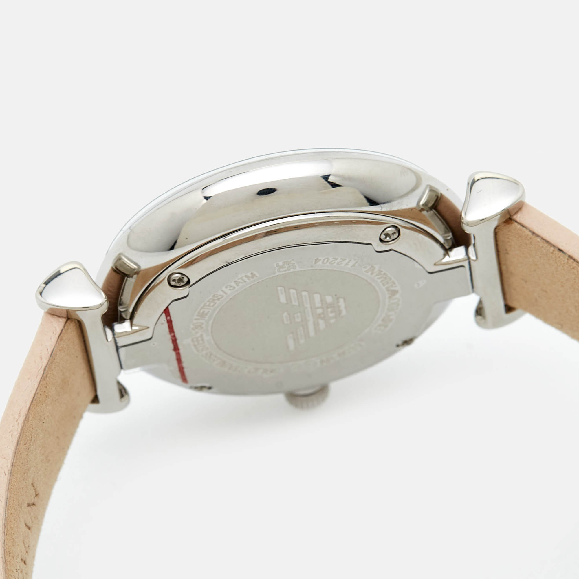 Emporio Armani Mother of Pearl Stainless Steel Leather AR8039 Women`s Wristwatch and Bracelet Set 32 mm 