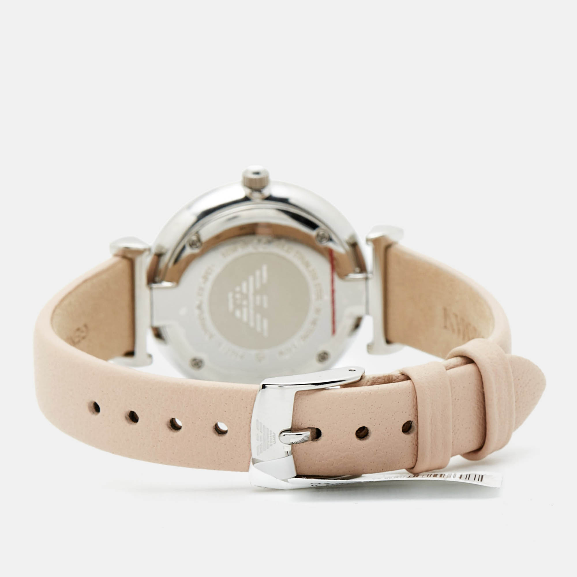 Emporio Armani Mother of Pearl Stainless Steel Leather AR8039 Women`s Wristwatch and Bracelet Set 32 mm 