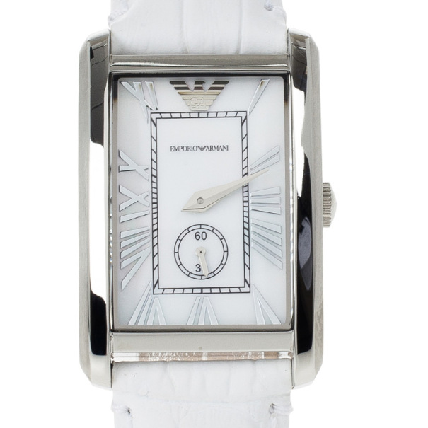 Pre Owned Emporio Armani White Stainless Steel AR1672 Women's Wristwatch 20MM