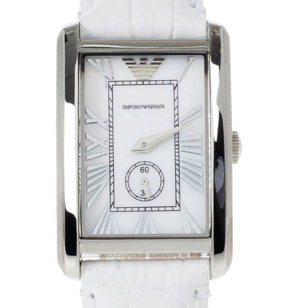 Pre Owned Emporio Armani White Stainless Steel AR1672 Women's Wristwatch 20MM