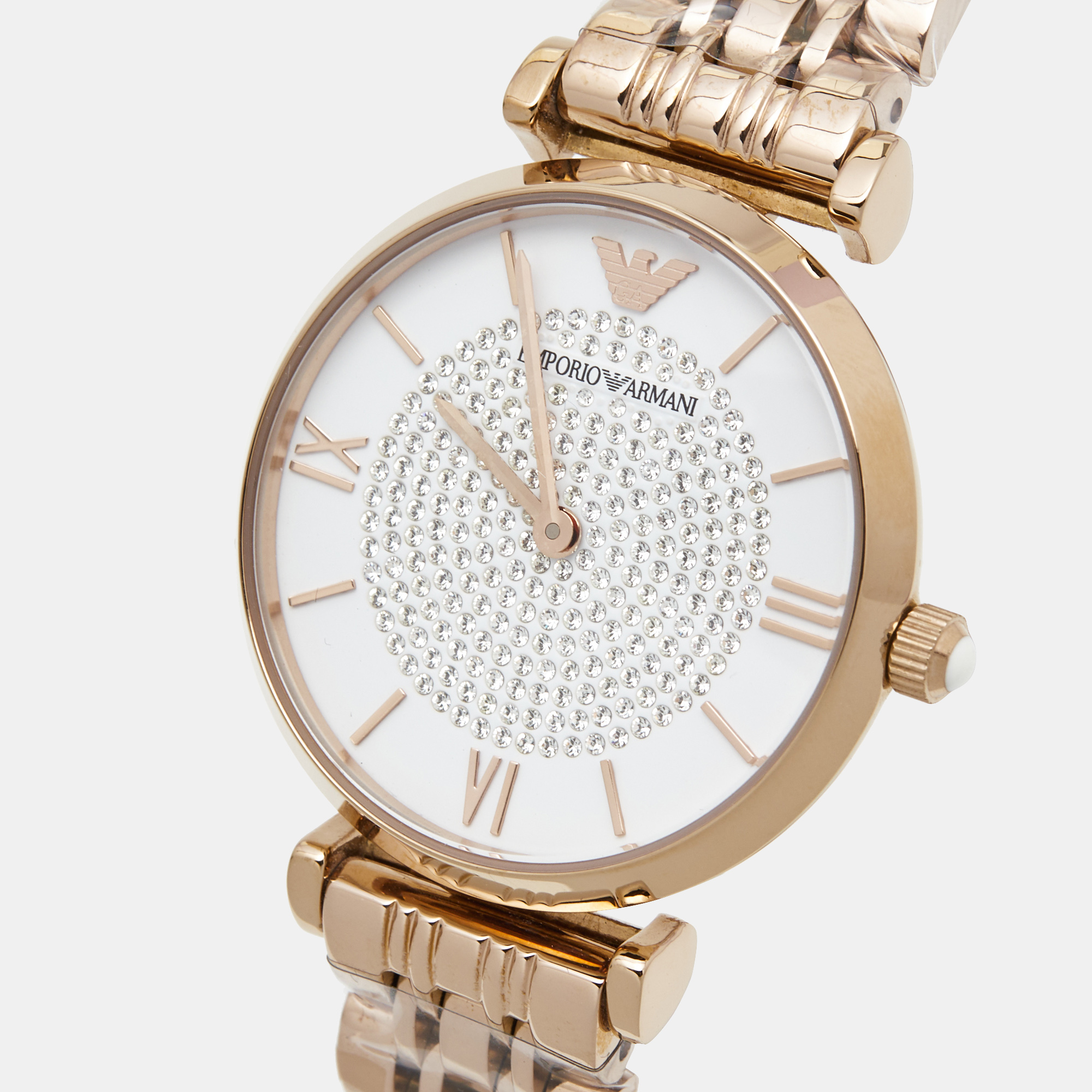 

Emporio Armani White Crystal Pave Gold PVD Coated Stainless Steel Glitz AR11244 Women's Wristwatch