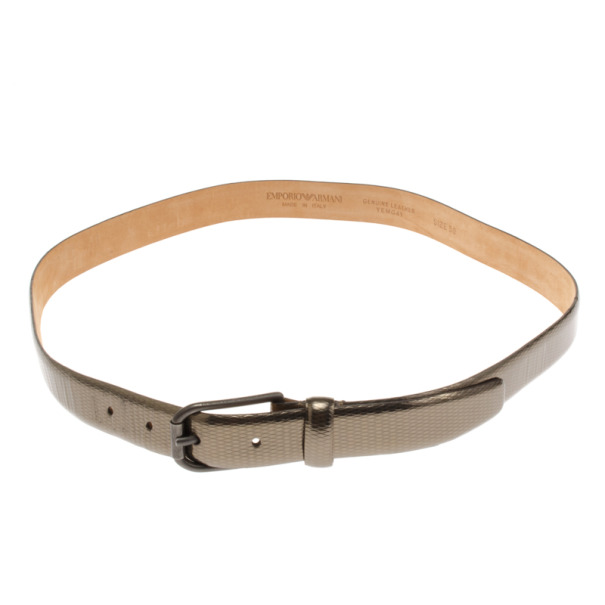 Pre Owned Emporio Armani Metallic Skinny Belt Size 50
