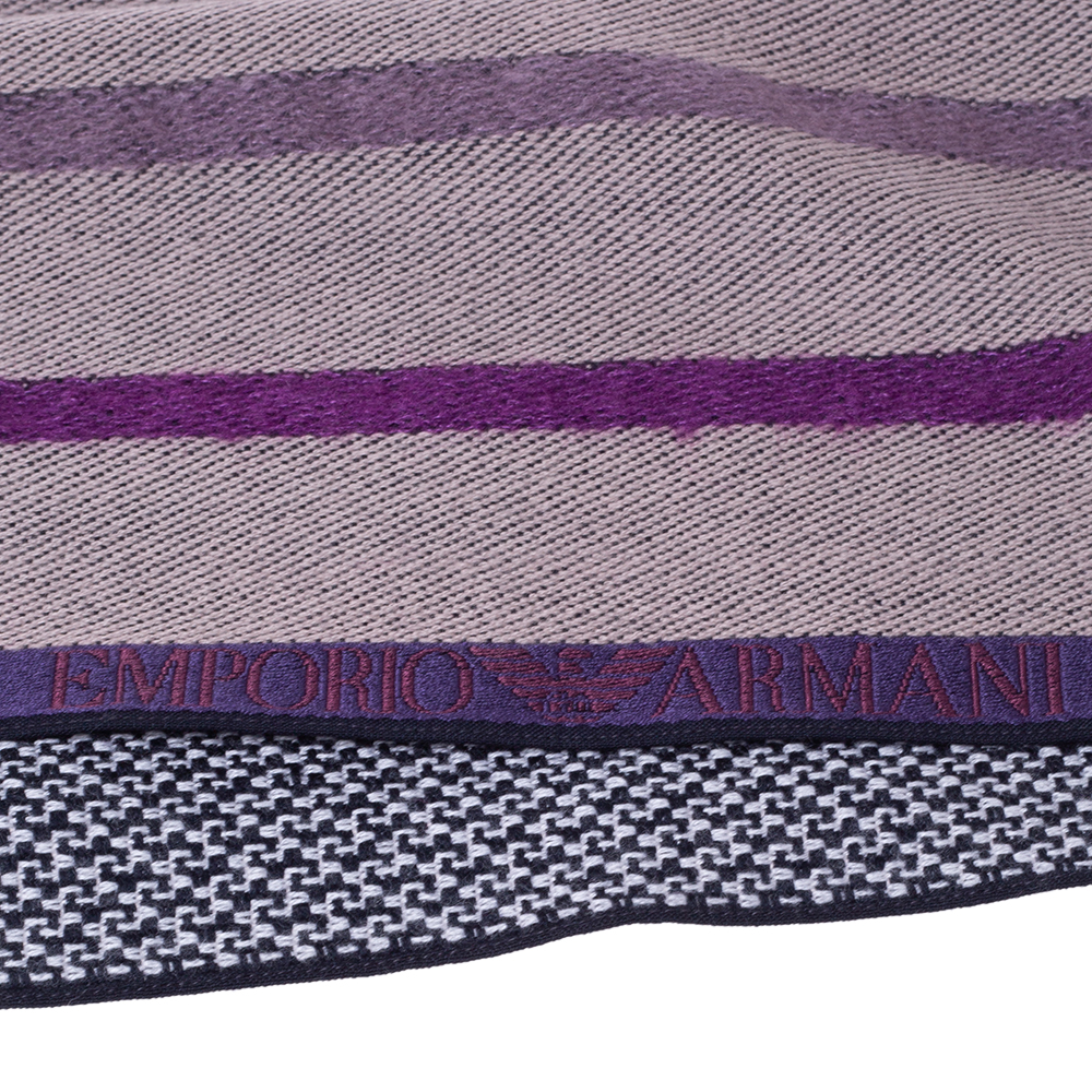 

Emporio Armani Purple Wool Striped Stole