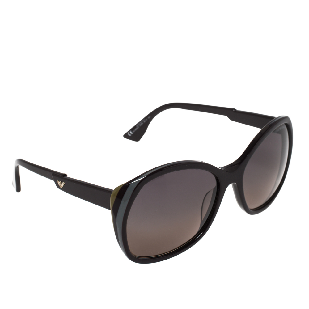 Pre-owned Emporio Armani Brown Striped/bicolor Gradient Ea906/s Square Sunglasses