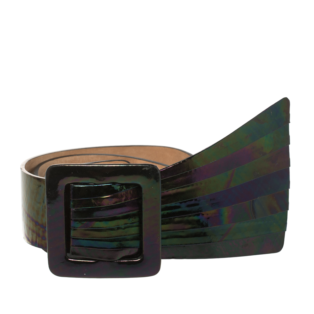 

Emporio Armani Iridescent Pleated Detail Leather Waist Belt, Multicolor