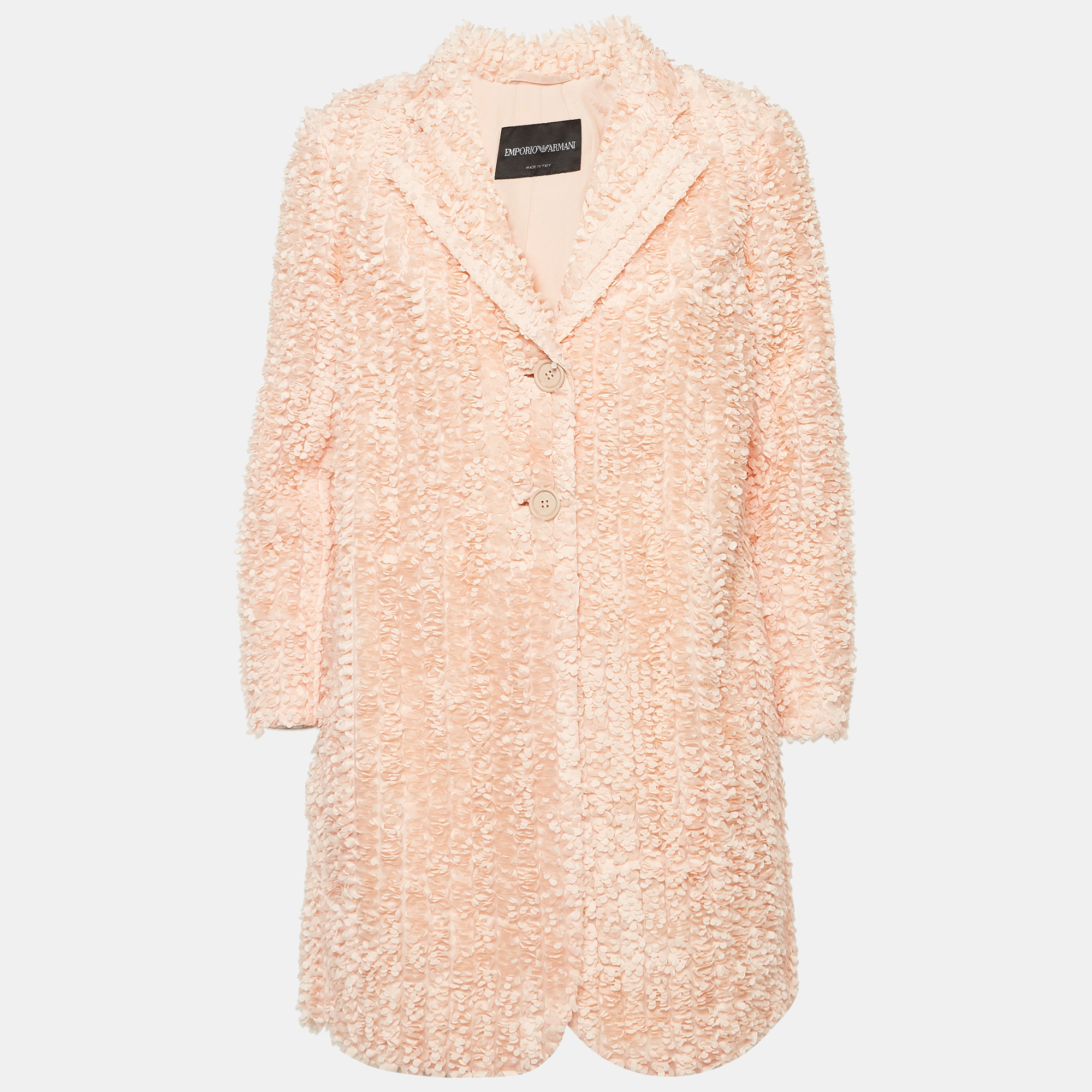 

Emporio Armani Pink Ribbon Detail Tulle Mid-Length Coat XS