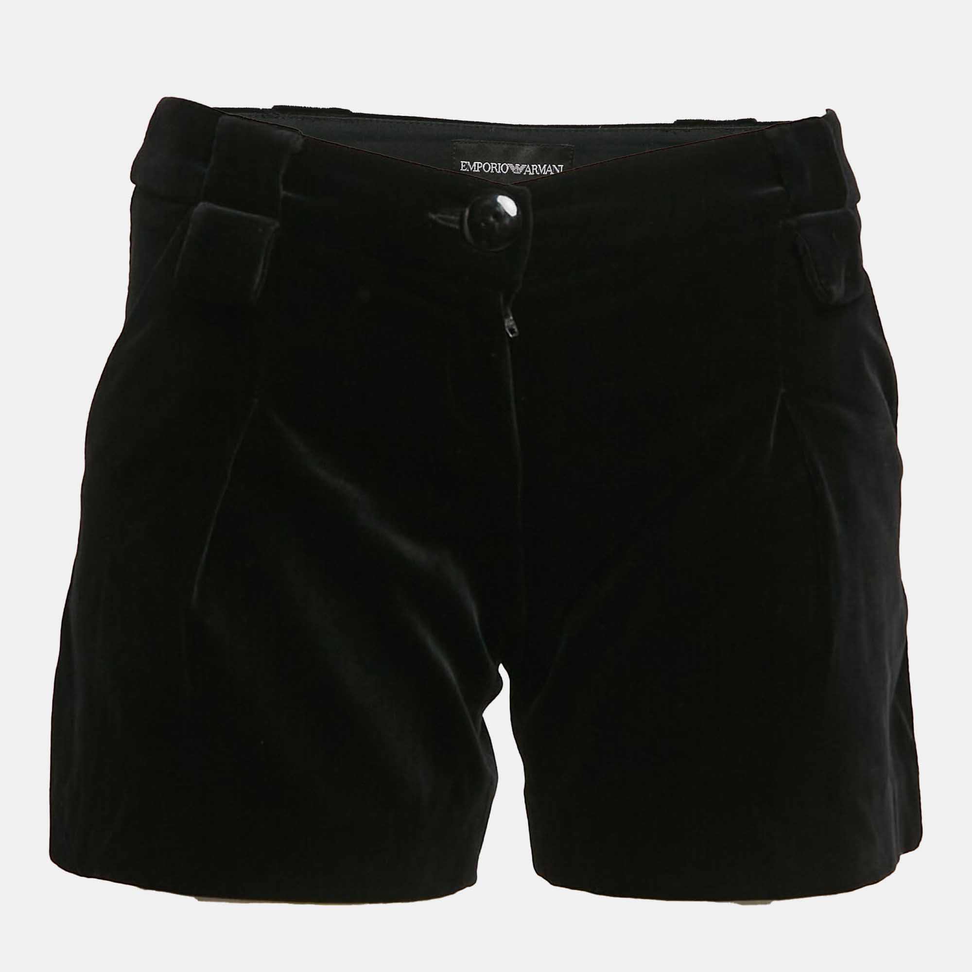 

Emporio Armani Black Velvet Shorts S