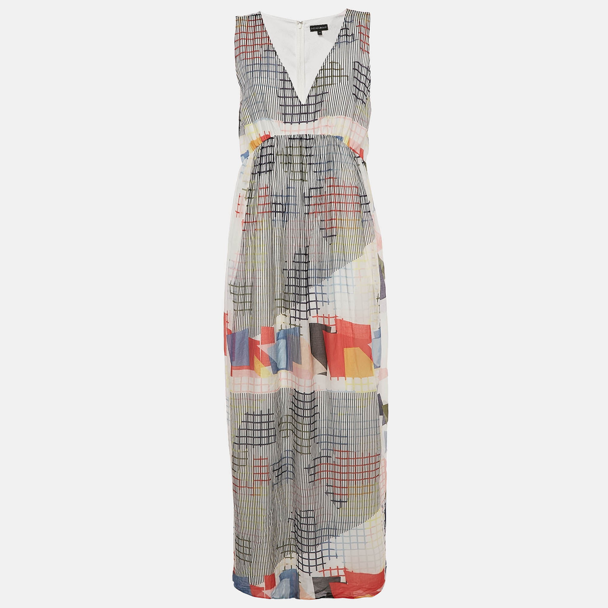 

Emporio Armani Multicolor Printed Cotton Blend Sleeveless Maxi Dress L