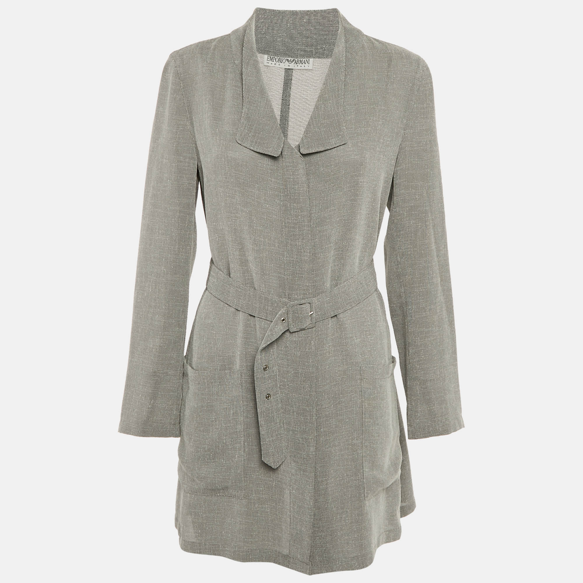 

Emporio Armani Grey Synthetic Belted Coat S