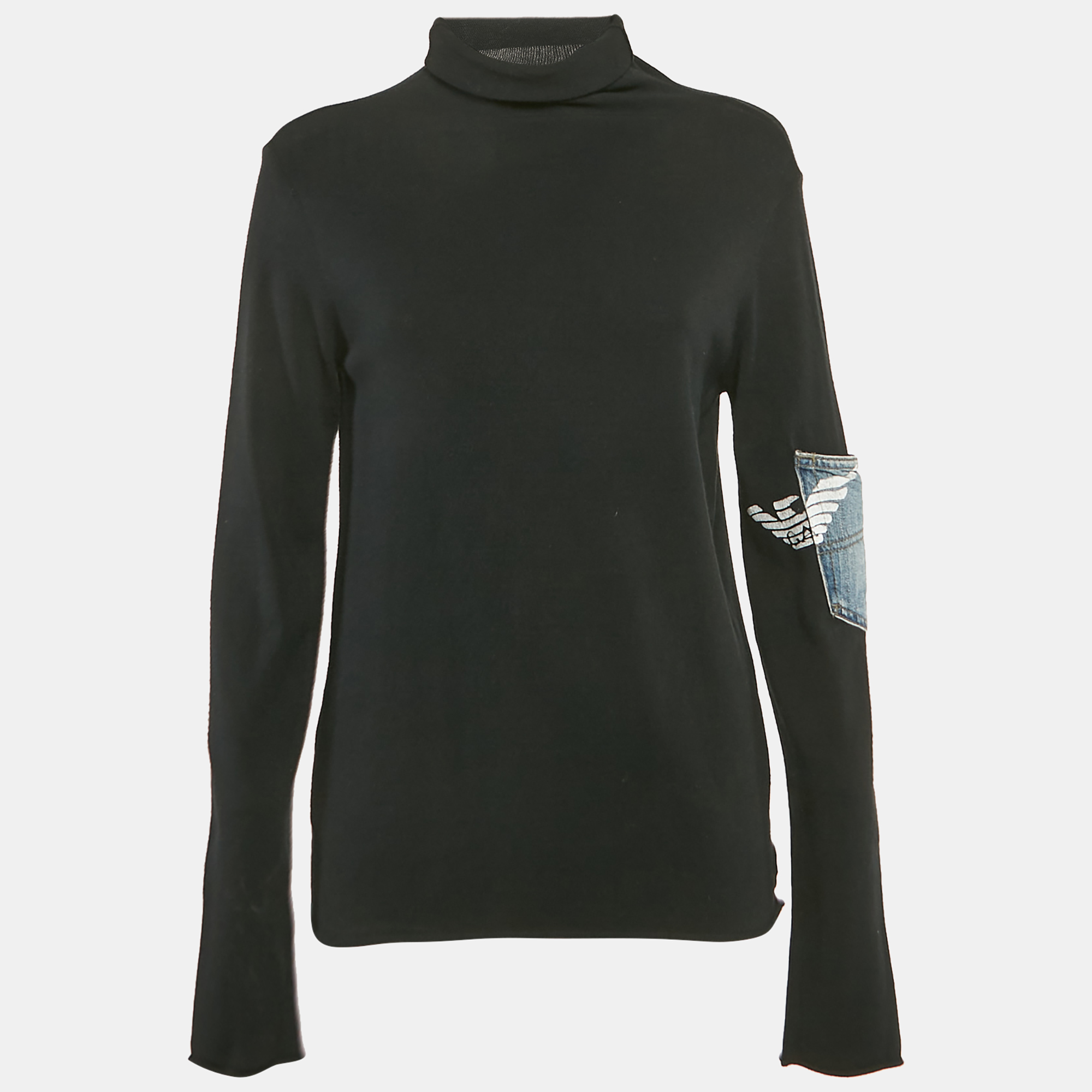 

Emporio Armani Black Turtleneck Pocket Detail Long Sleeve Pullover L