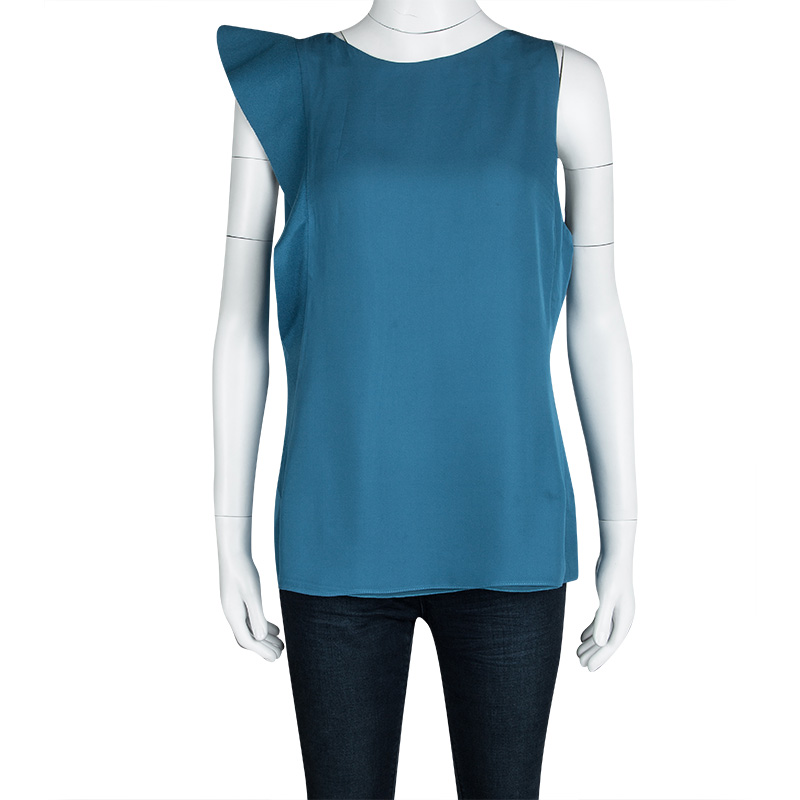 

Emporio Armani Blue Felt Panel Detail Sleeveless Top