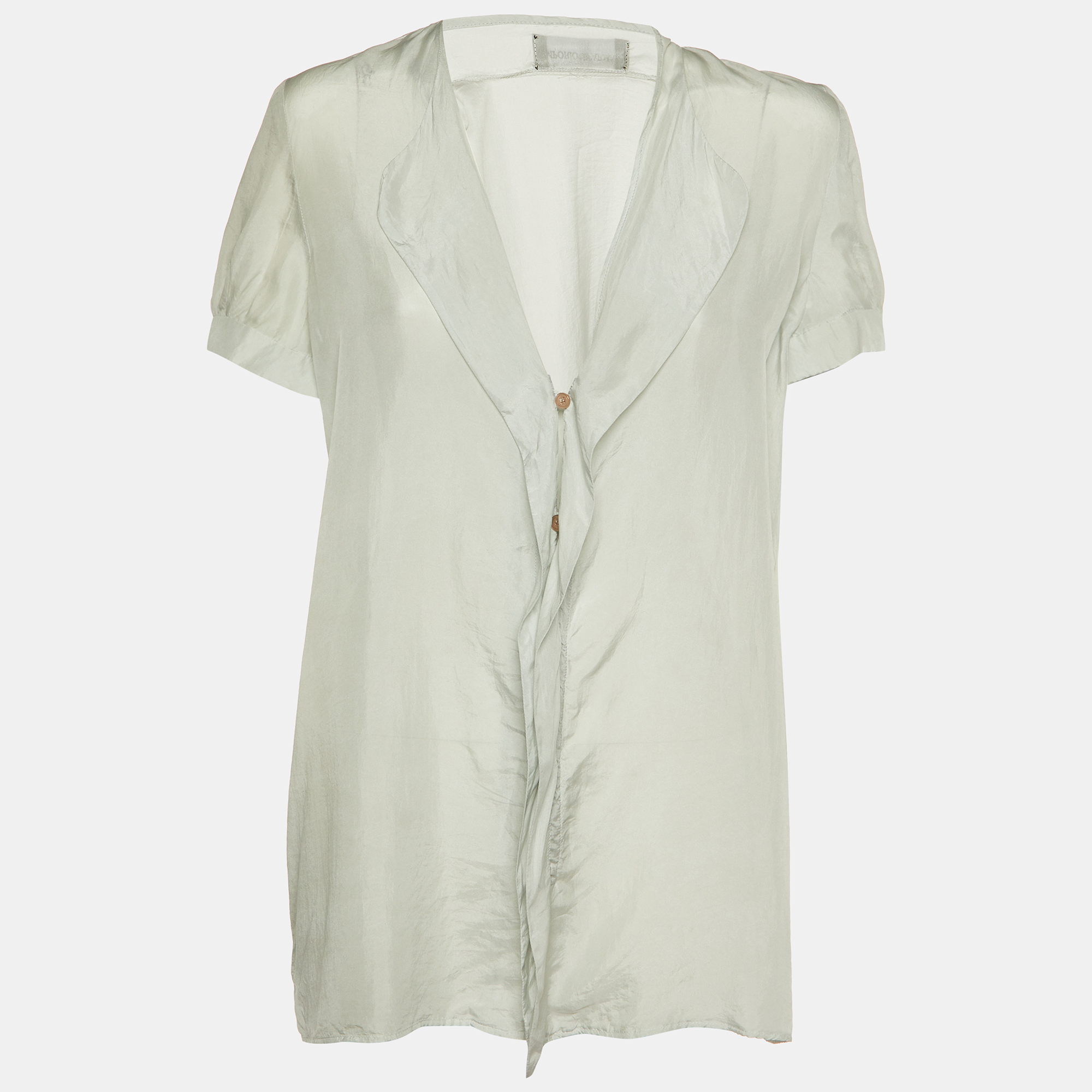 

Emporio Armani Pale Grey Silk Button Front Blouse M