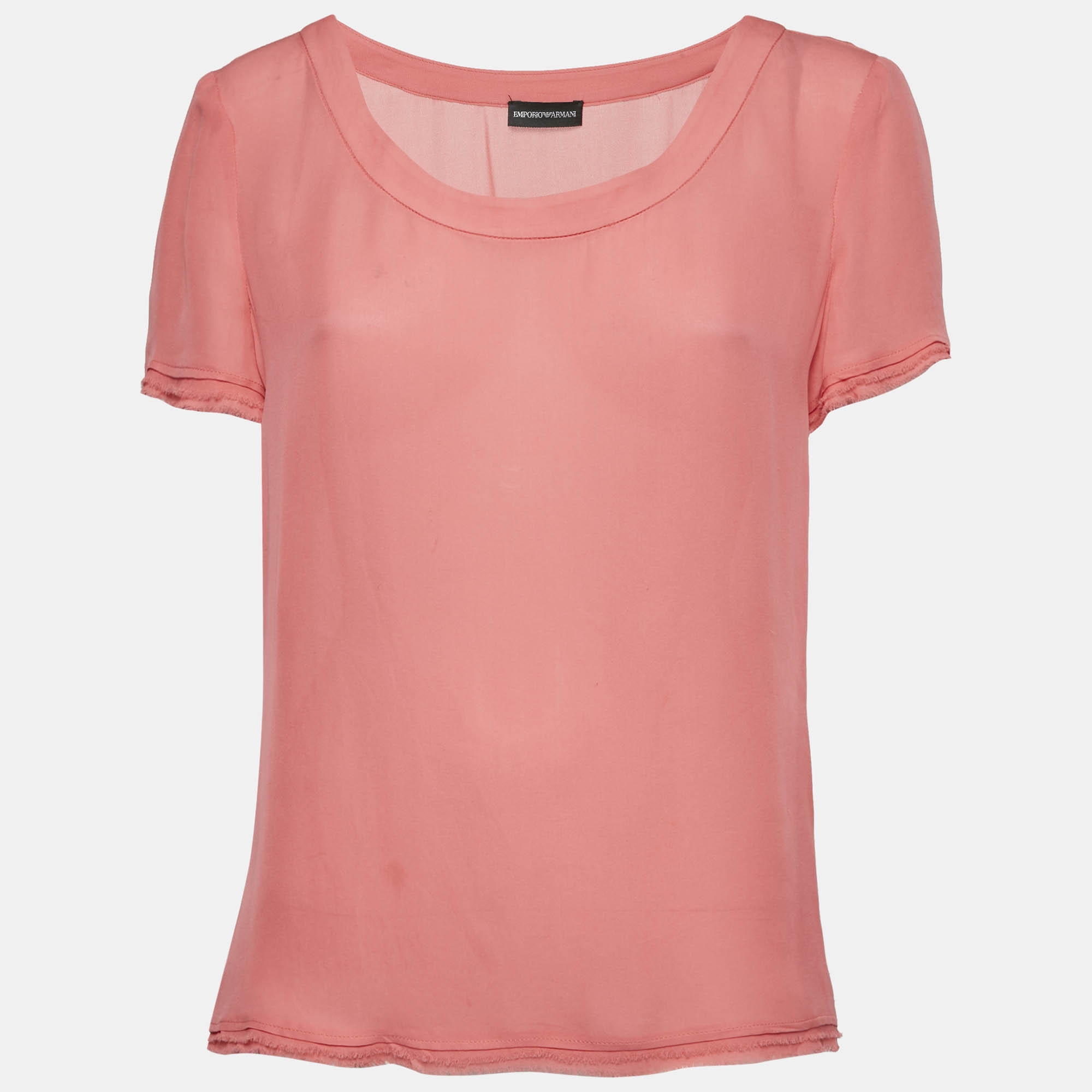 

Emporio Armani Pink Chiffon Raw Edge Trim Top L