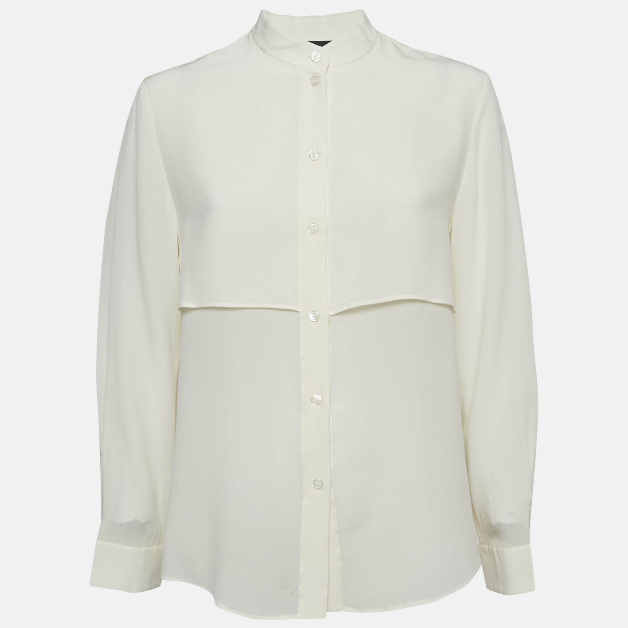 

Emporio Armani Cream Silk Buttoned Shirt Blouse L