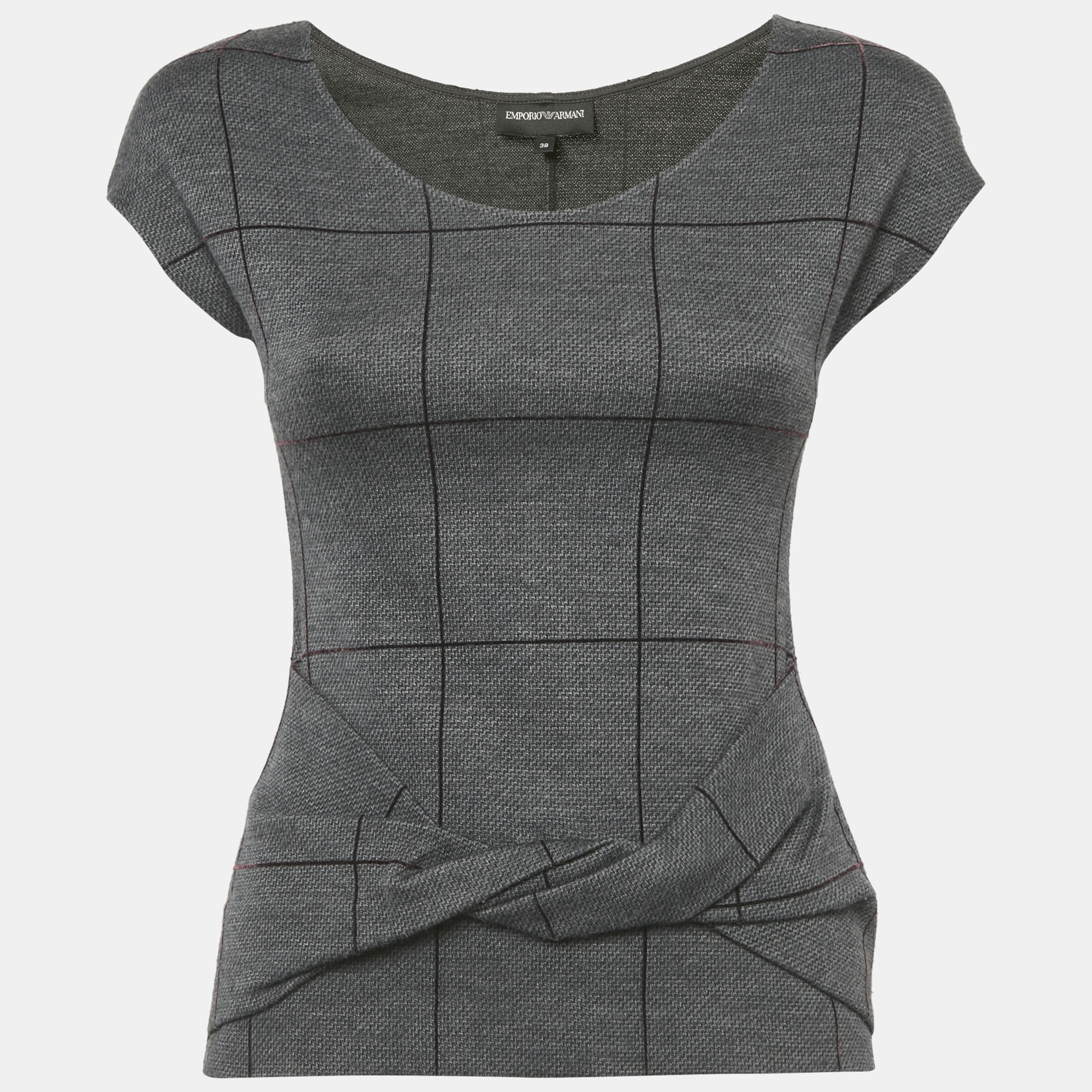 

Emporio Armani Grey Checks Cotton Top and Pants Set S