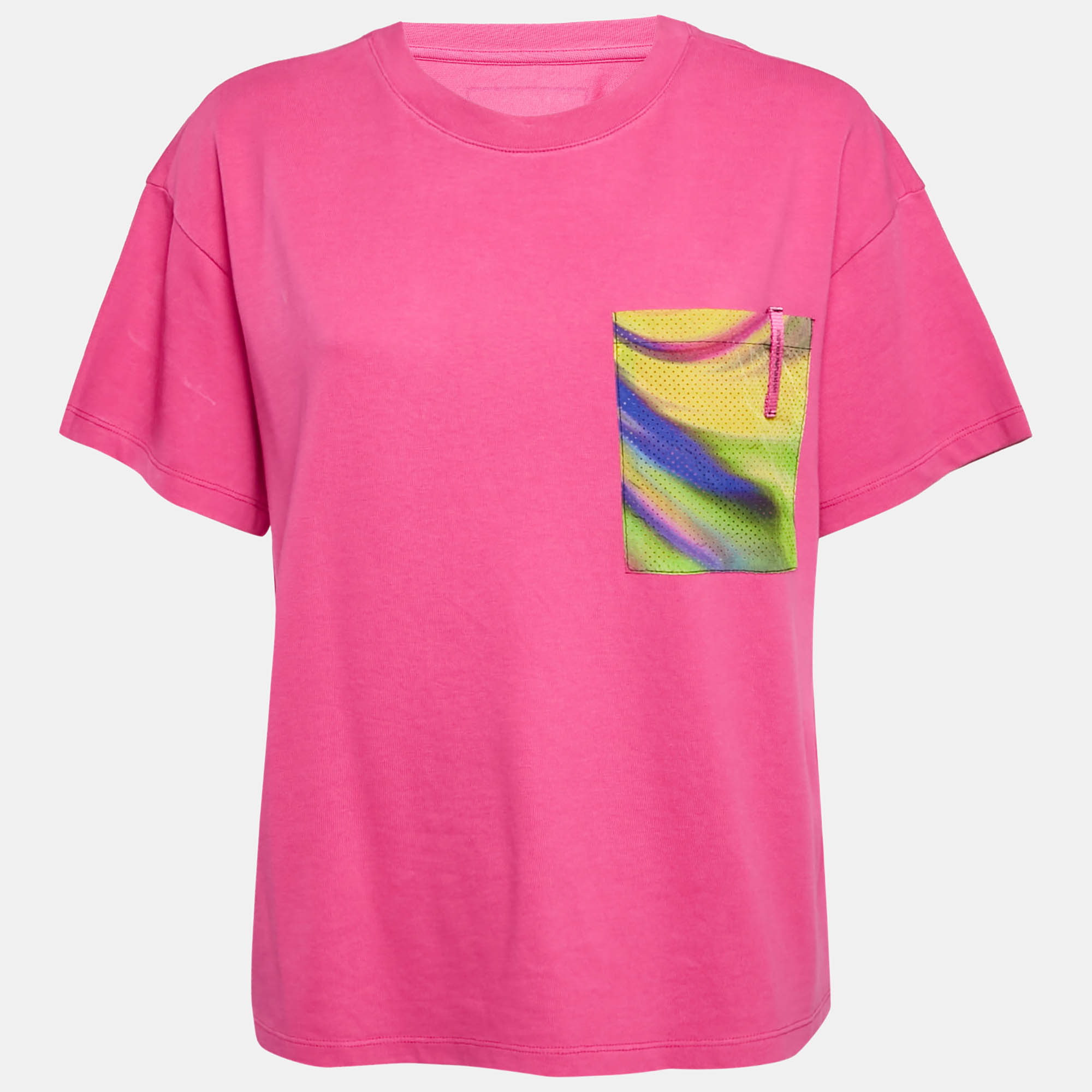 

Emporio Armani Pink Mesh Pocket Detail Cotton T-Shirt M