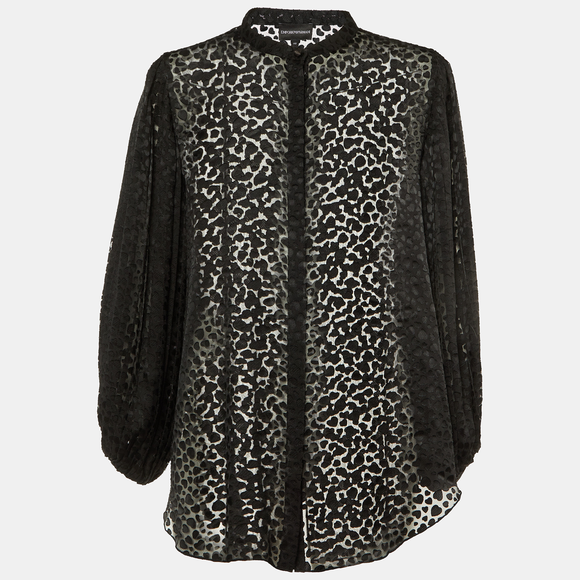 

Emporio Armani Black Devore Pleated Sleeve Top XL