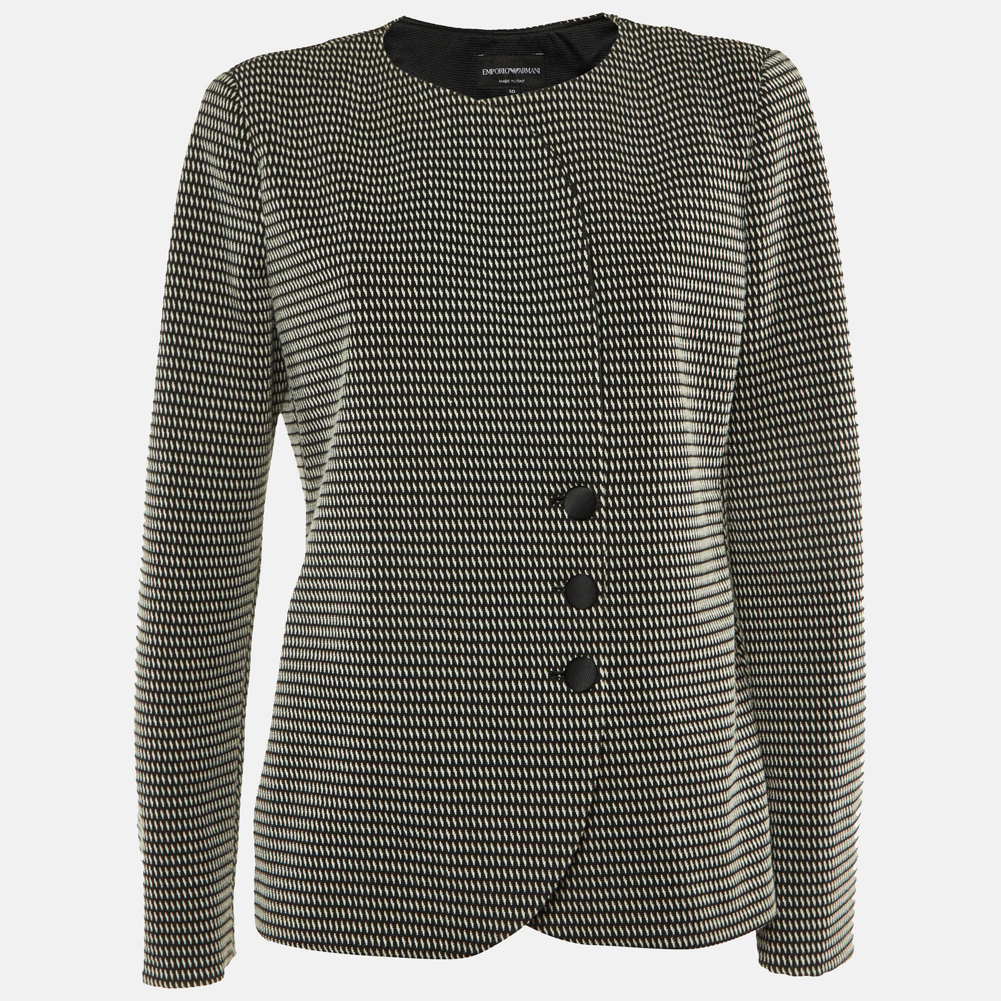 

Emporio Armani Black Knit Double Breasted Jacket XL