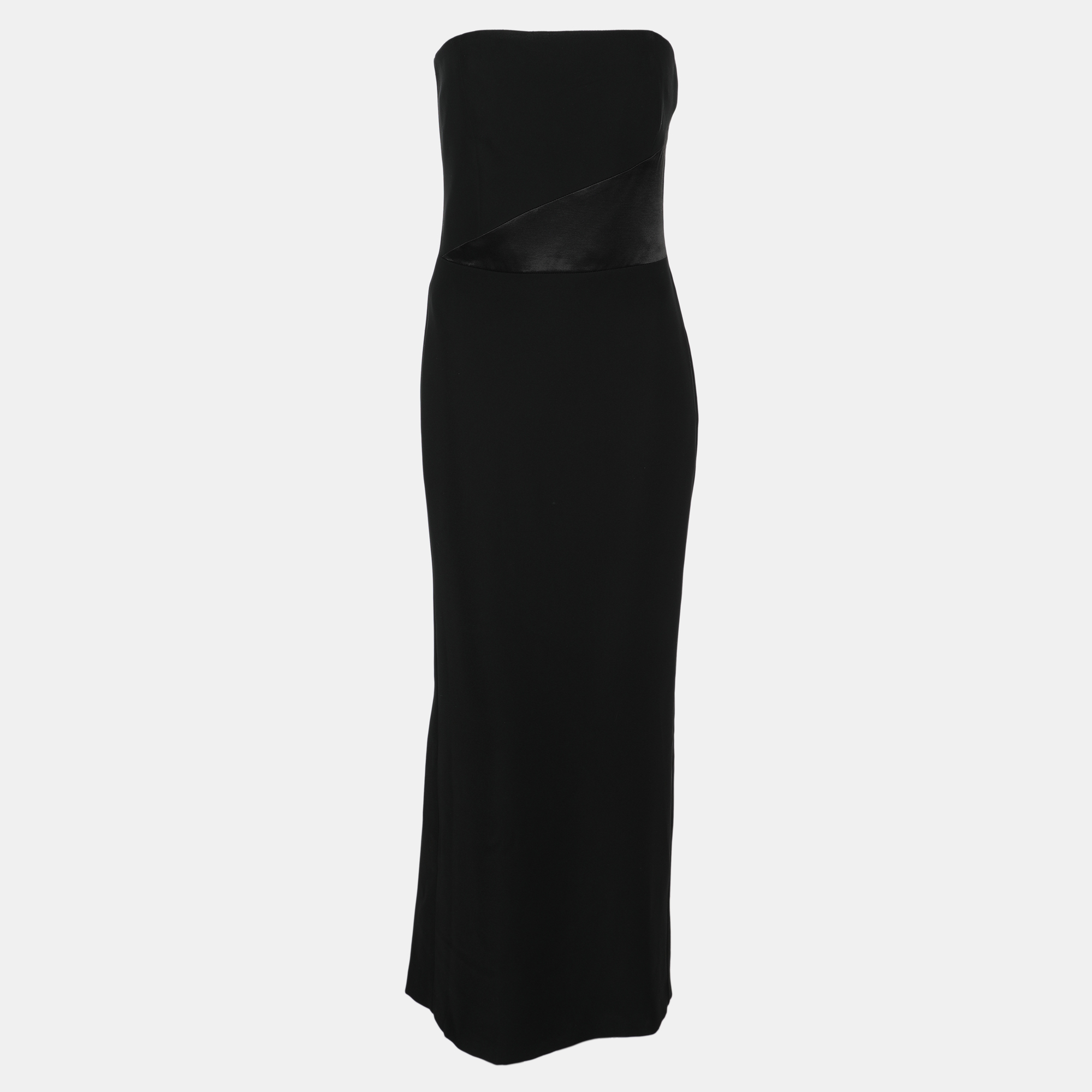 

Emporio Armani Black Creep Strapless Maxi Dress S