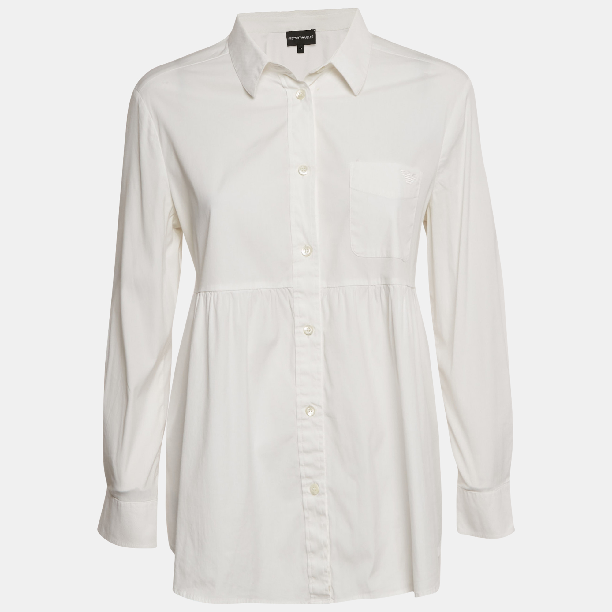 

Emporio Armani White Logo Applique Cotton Full Sleeve Shirt M