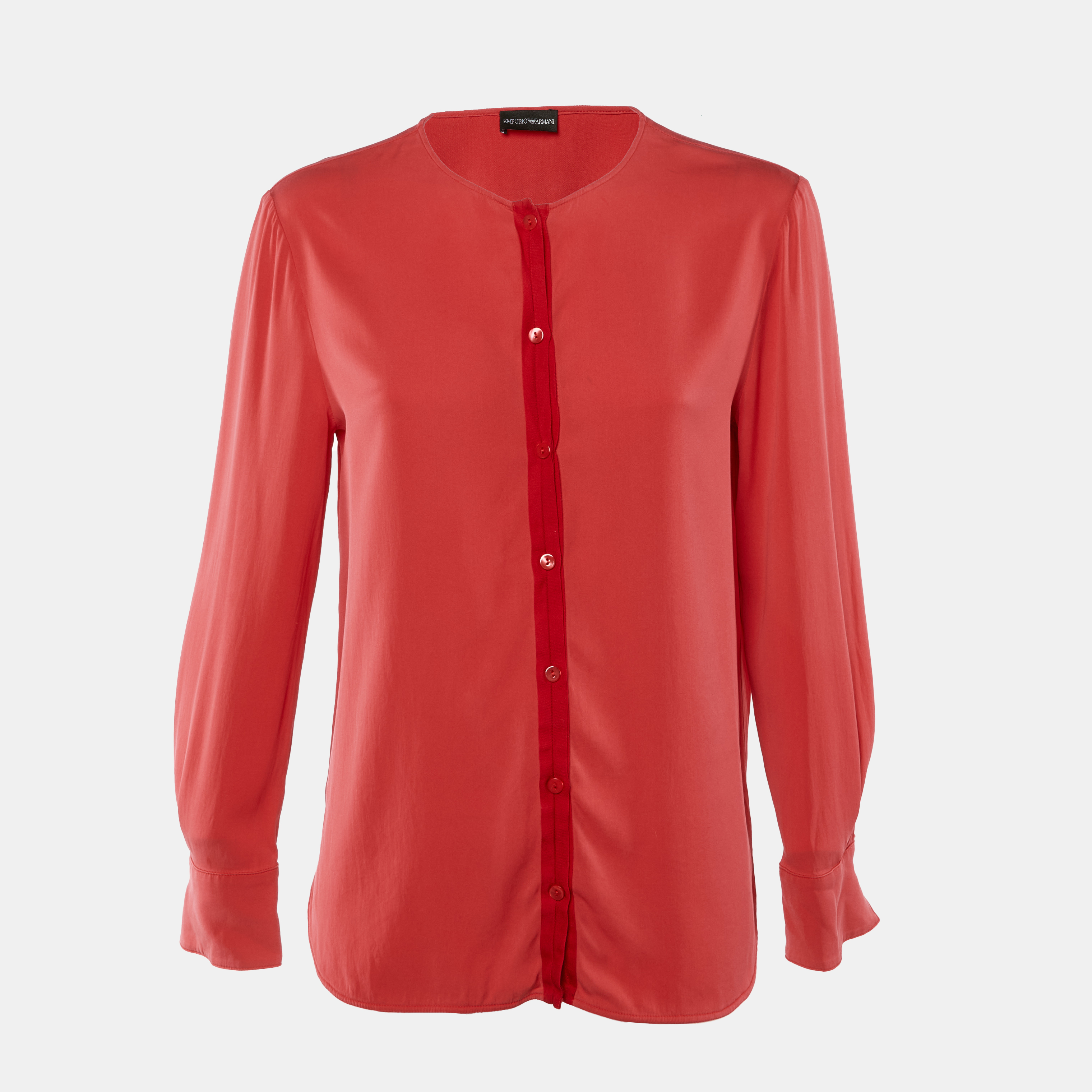

Emporio Armani Coral Red Crepe Button Front Top M