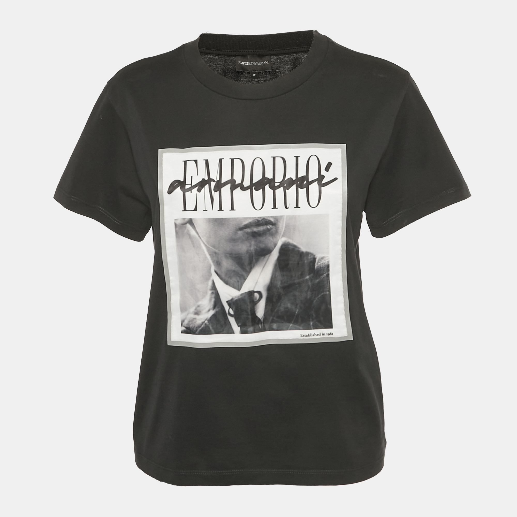 

Emporio Armani Black Printed Jersey Crewneck T-Shirt L