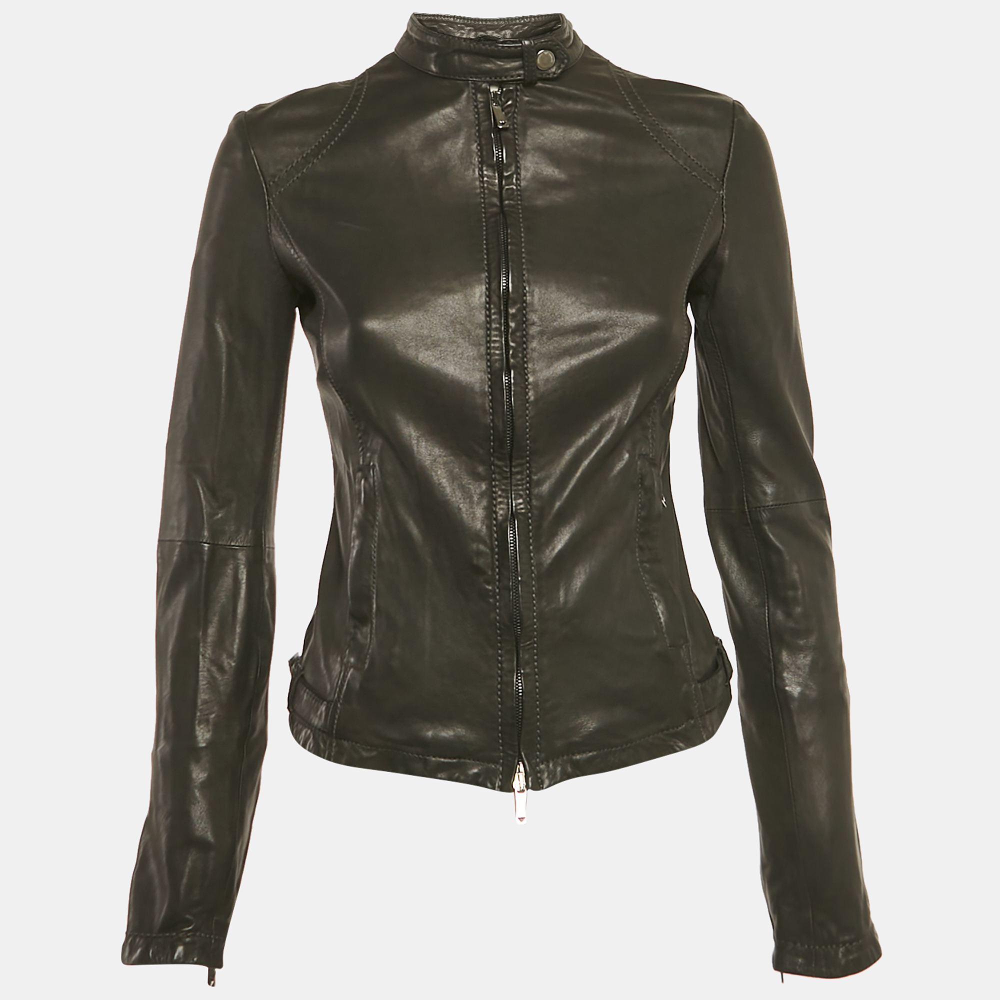 

Emporio Armani Black Lamb Leather Biker Jacket S