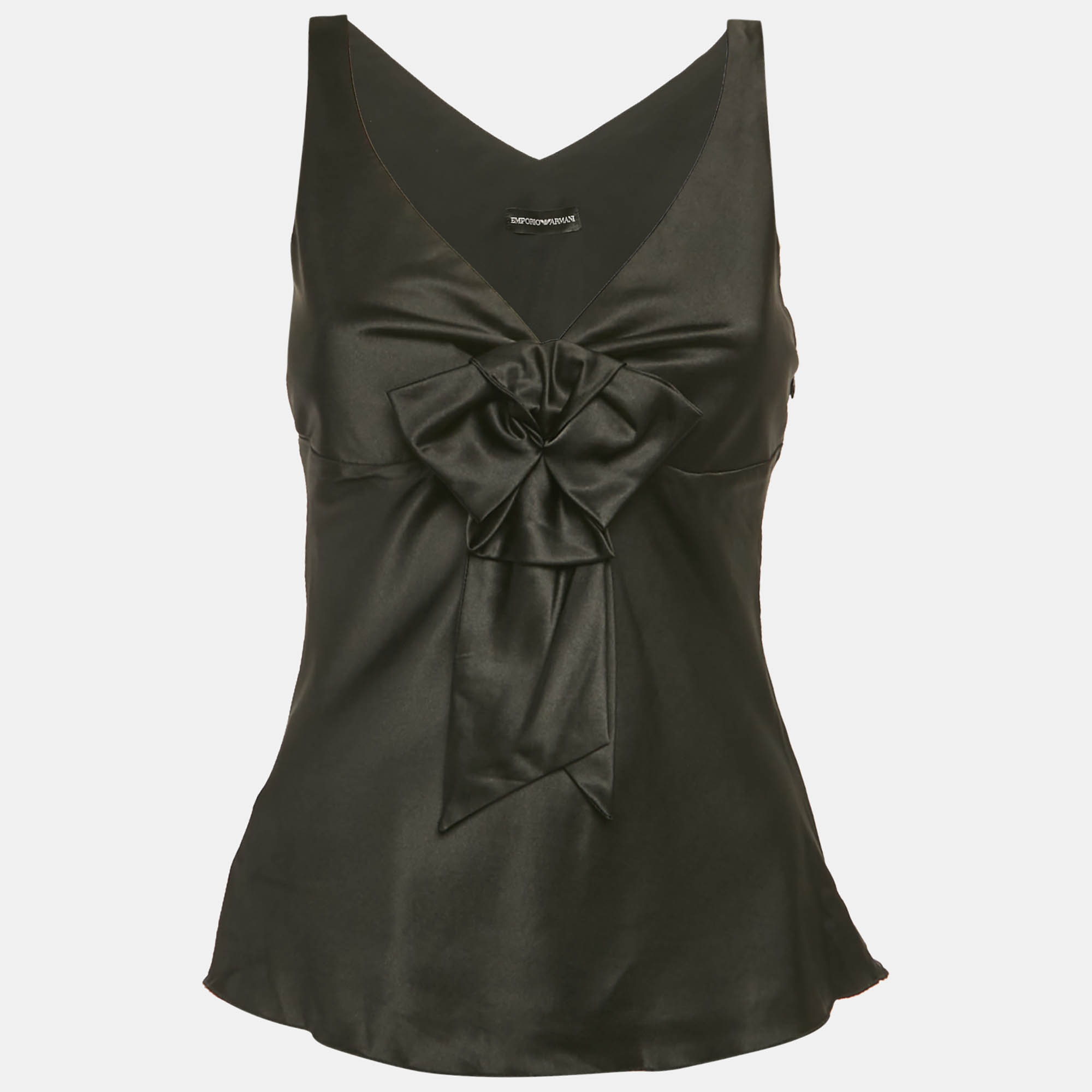 

Emporio Armani Black Silk Bow Detail Top S