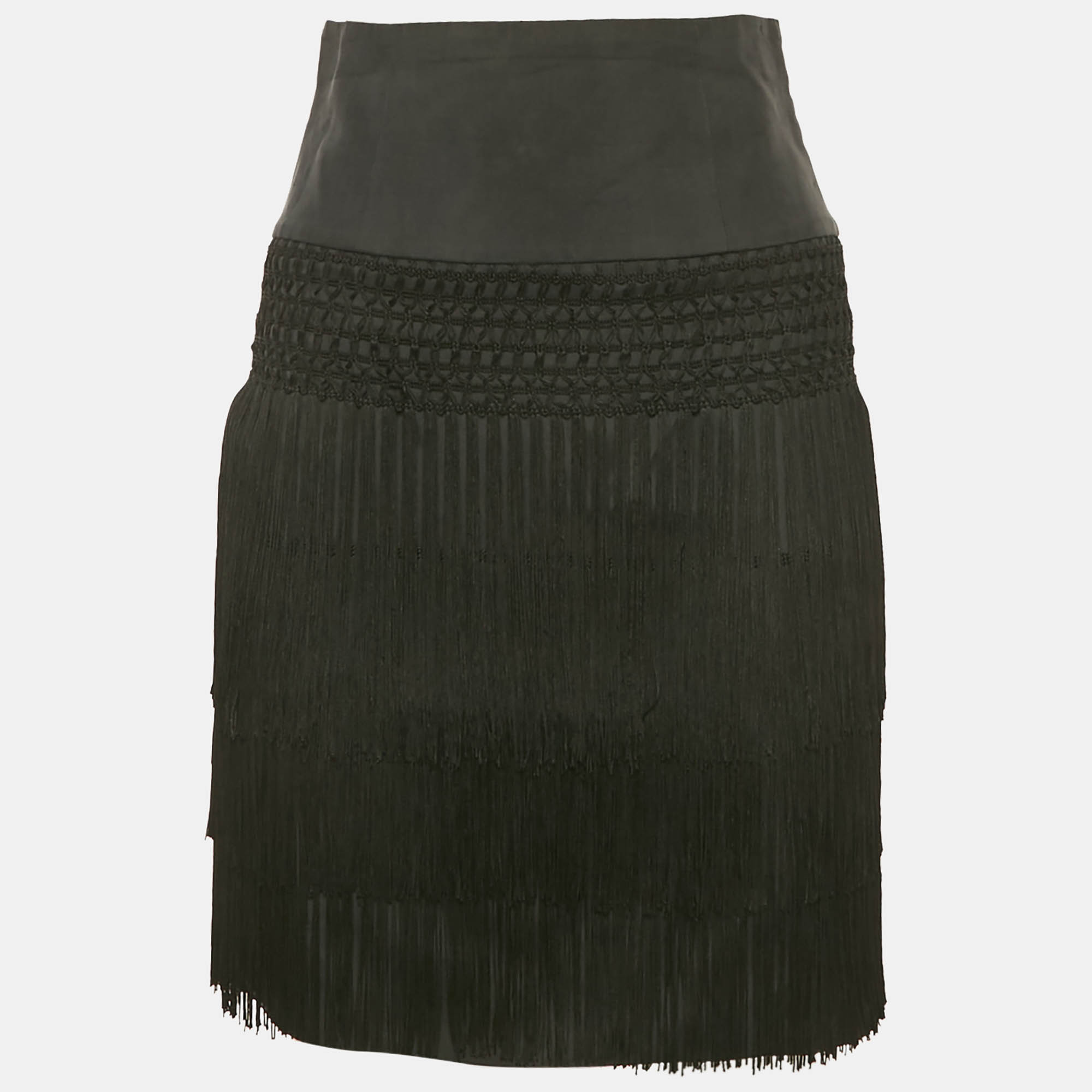 

Emporio Armani Black Silk Blend Fringed Mini Skirt S